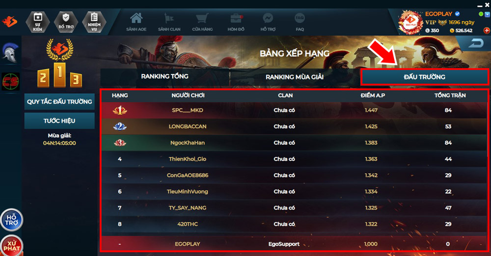 xem bảng xếp hạng aoe đấu trường egoplay