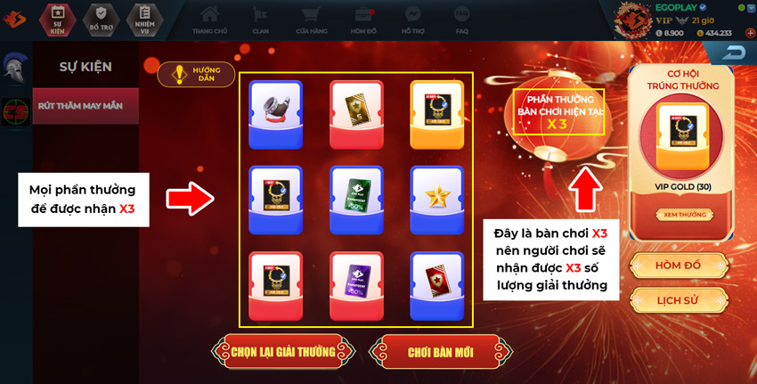 cách chơi sự kiện rút thăm may mắn