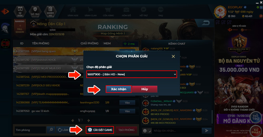 chơi aoe full màn hình aoe hd