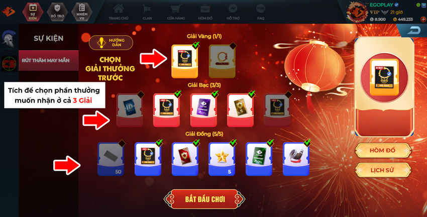 hướng dẫn chơi rút thăm may mắn