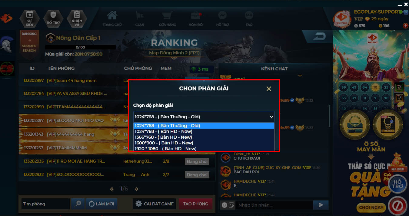 Sua loi dang vao phong egoplay