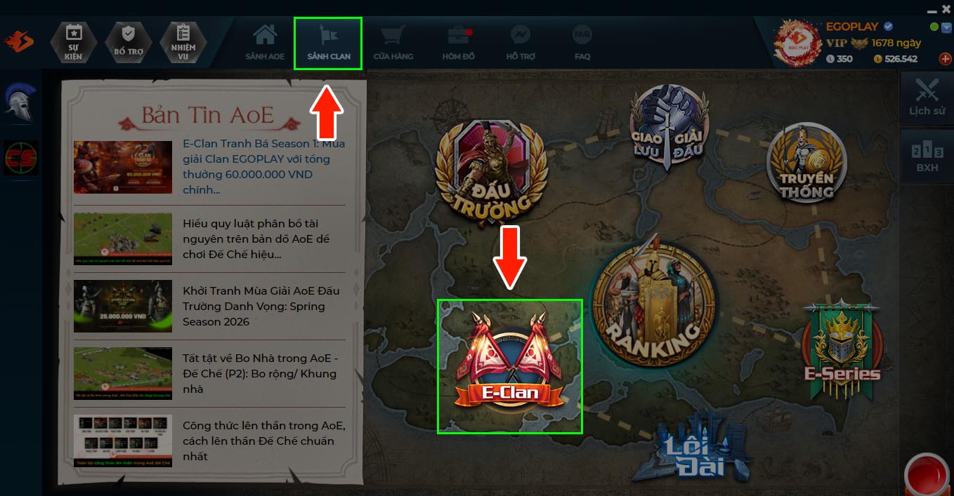 tạo clan tr&ecirc;n egoplay