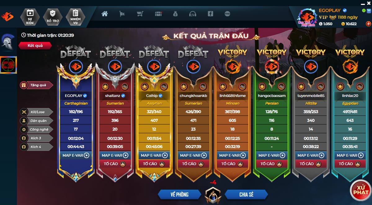 bảng kết quả trận đấu aoe egoplay