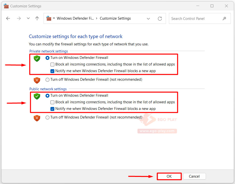 cách bật tường lửa firewall