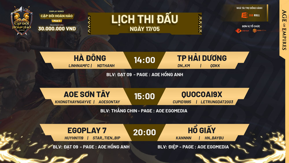 cập nhật giải đấu aoe cặp đôi hoàn hảo