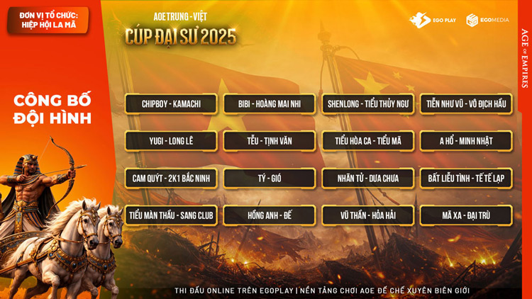Đội h&igrave;nh giải đấu AoE Cup Đại Sư 2025