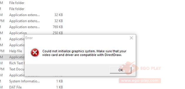 could not initialize graphics system de che