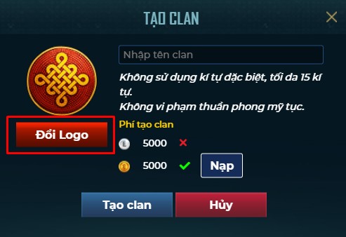 đổi logo clan trên ego play