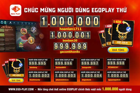 EGOPLAY cán mốc 1 triệu người dùng, khẳng định sức sống bền bỉ của AoE Việt