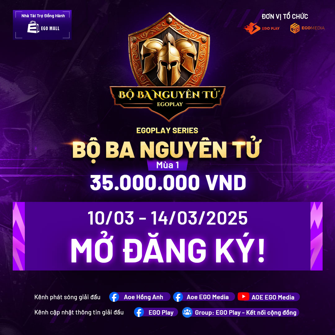mở đăng k&yacute; giải đấu aoe bộ ba nguy&ecirc;n tử