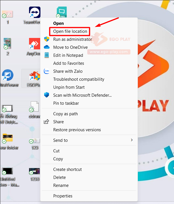 Mở thư mục EGOPLAY