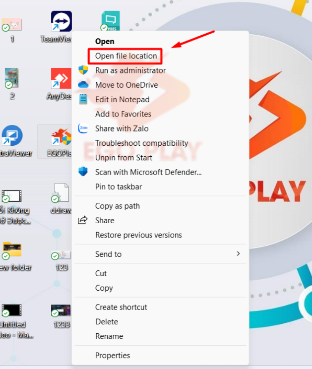 Mở thư mục EGOPLAY
