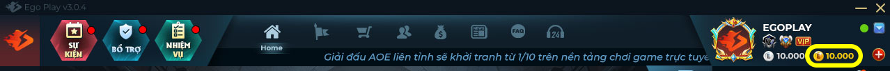nạp ego thành công