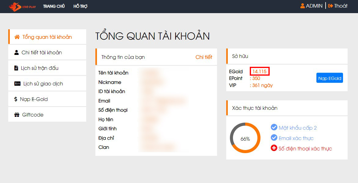nạp thành công