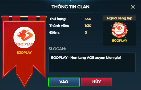 gia nhập clan egoplay