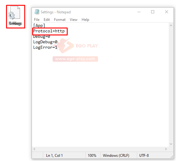 Chỉnh sửa file setting egoplay