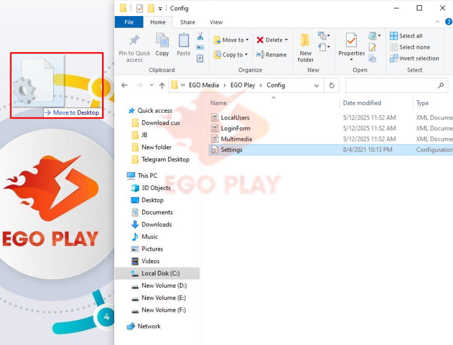 Chuyển file ra màn hình chính