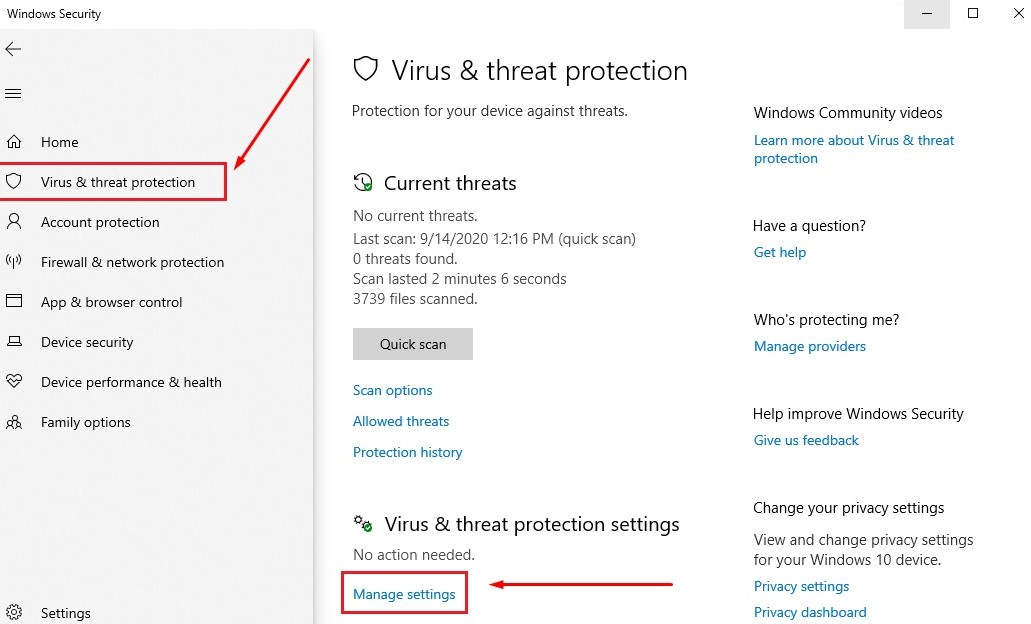 tắt windows defender bằng setting