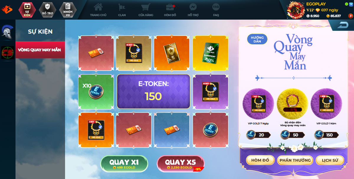 sự kiện v&ograve;ng quay may mắn