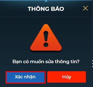 xác nhận thay đổi thông tin Egoplay