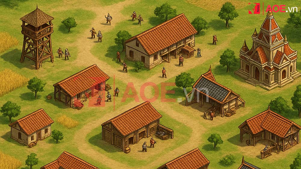 Các công trình trong AoE phản ánh lịch sử xã hội như thế nào?